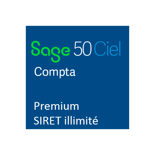 Sage 50 Ciel Compta Premium - SIRET illimité - Abonnement annuel - Compatible à partir de Windows 10