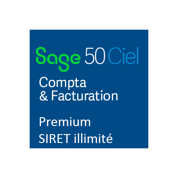 Sage 50 Compta + Gestion Premium - SIRET illimité - Abonnement annuel - FEC et Anti-Fraude - Compatible à partir de Windows 10